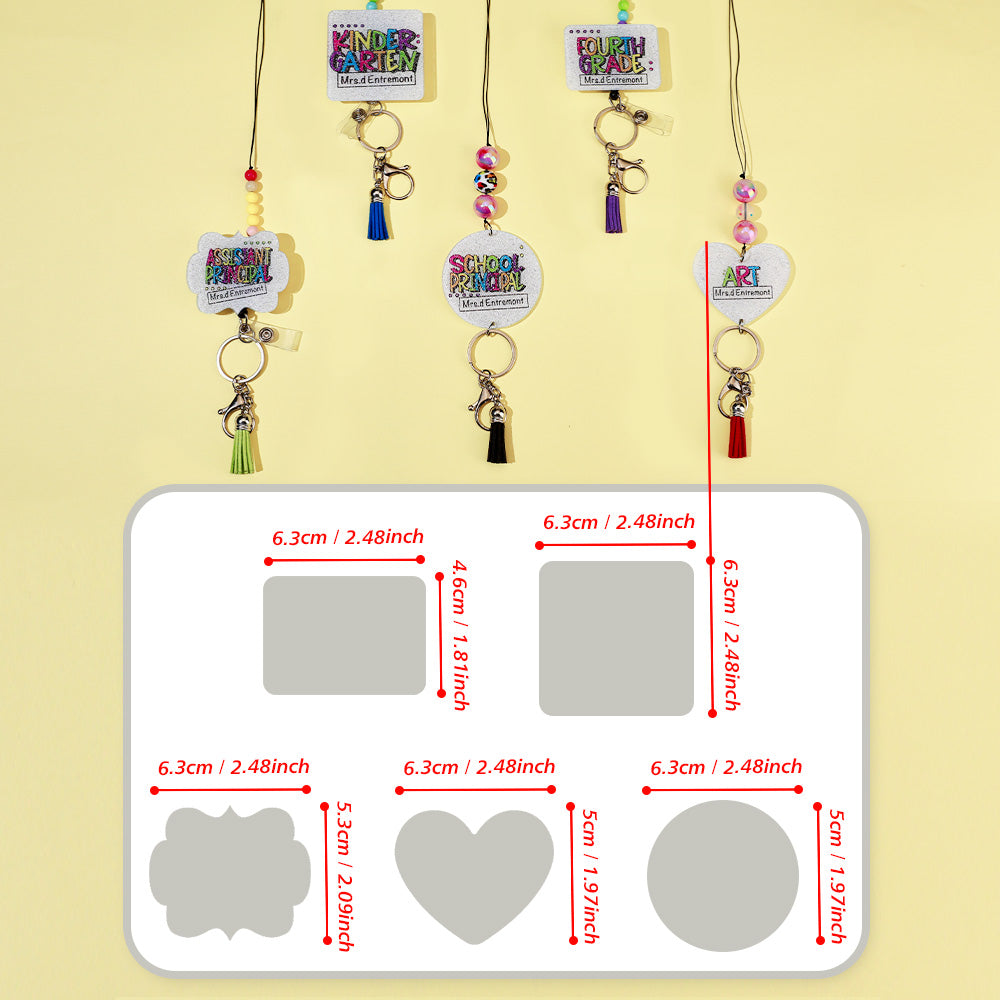 Personalized Glitter Acrylic Beaded Tassel Lanyard with Name Back to School Gift for Teacher