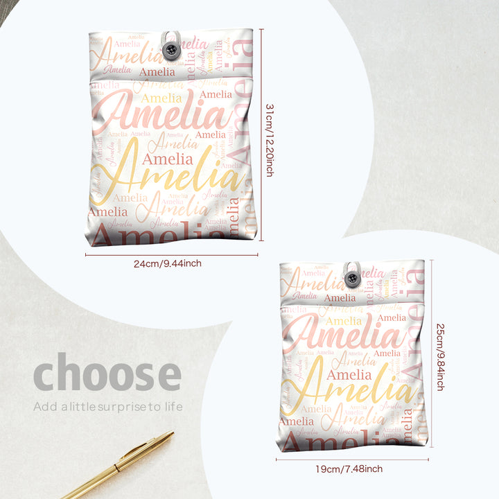 Personalized Name Book Cover with Pocket Book Cover Protector Gift for Book Lover
