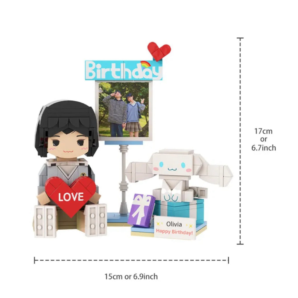 Full-body Custom 1 Person Brick Figures with Photo and Name Best Birthday Gift for Her