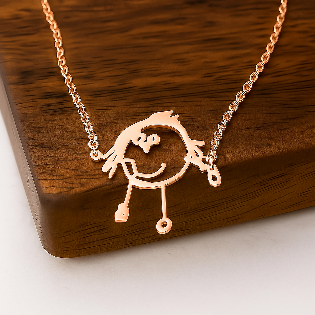 Personalized Line Art Necklace – Custom Pendant Made from Your Drawing