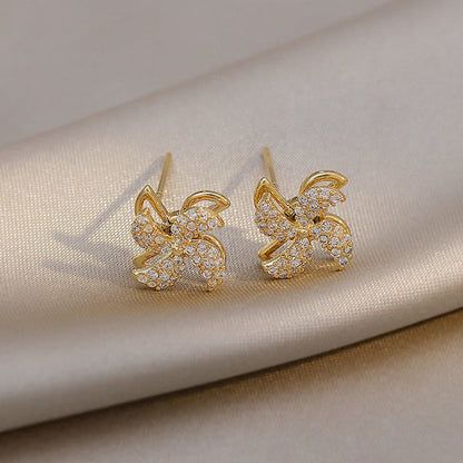 Rotating Small Windmill Stud Earrings