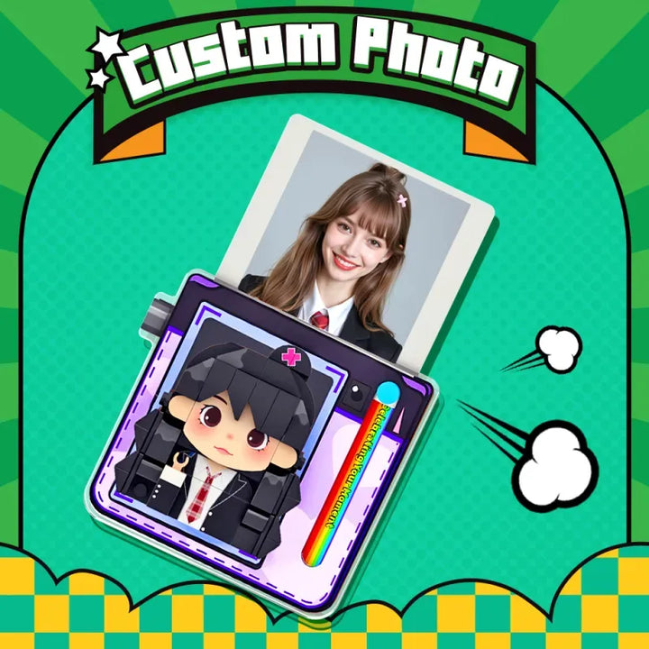 Personalized Brick Figure Fridge Magnets Pink Photo Stickers DIY Gift Fridge Magnets Gifts For Girlfriend Boyfriend Valentines Day