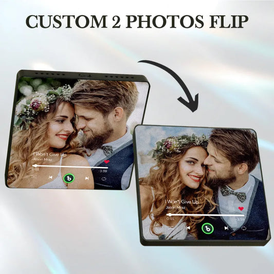 FridgeBeats Framed 4.0 Custom Lenticular Flip Music Fridge Magnet Personalized 2 Photos in 1 Album Fridge Magnet for Couple