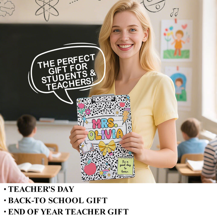 Custom Text Name Folder with Cute Stationery Design – Teacher's Day & Back to School Gift