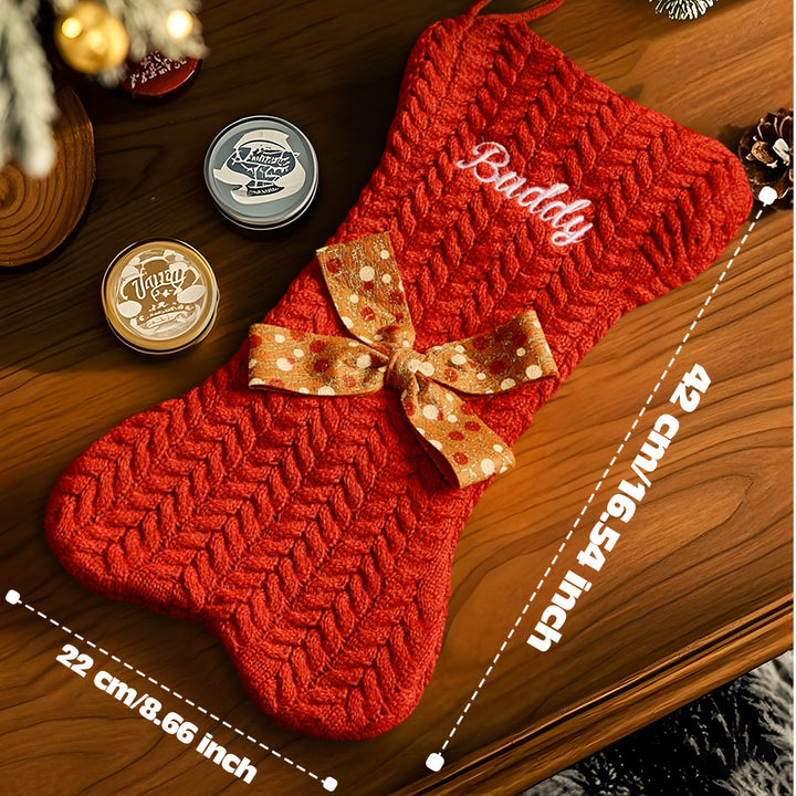 Personalized Dog Bone Christmas Stockings with Name Gift for Puppy Lovers