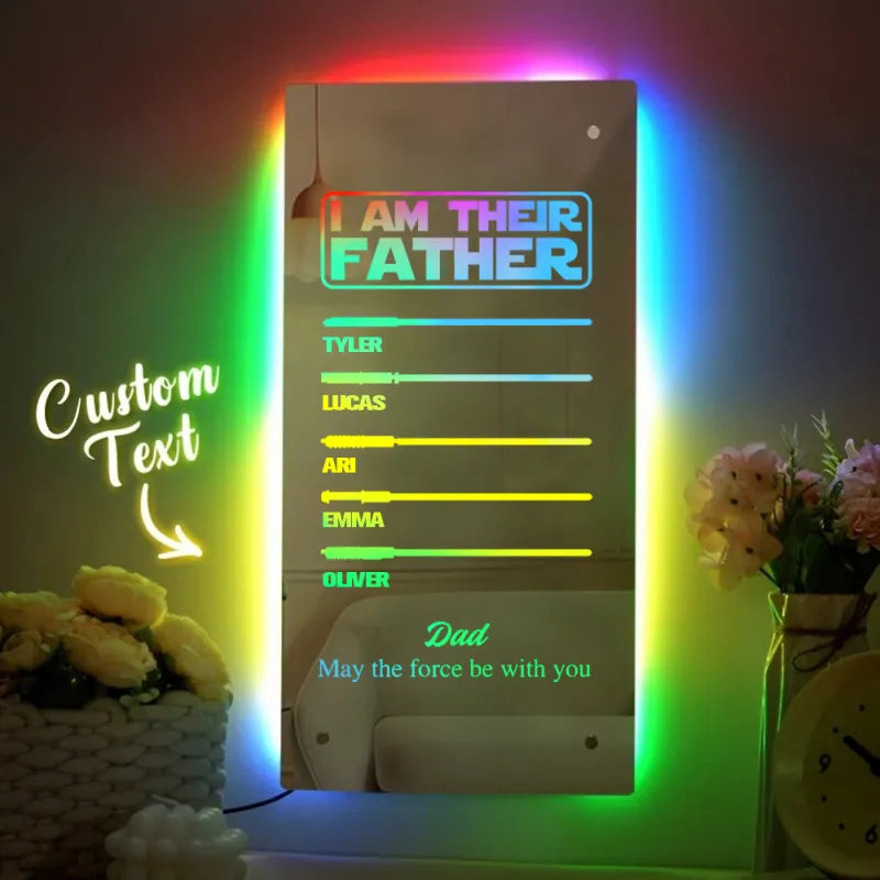 Custom Name Father's Day Hot Sale I Am Their Father Lightsaber Mirror Lamp