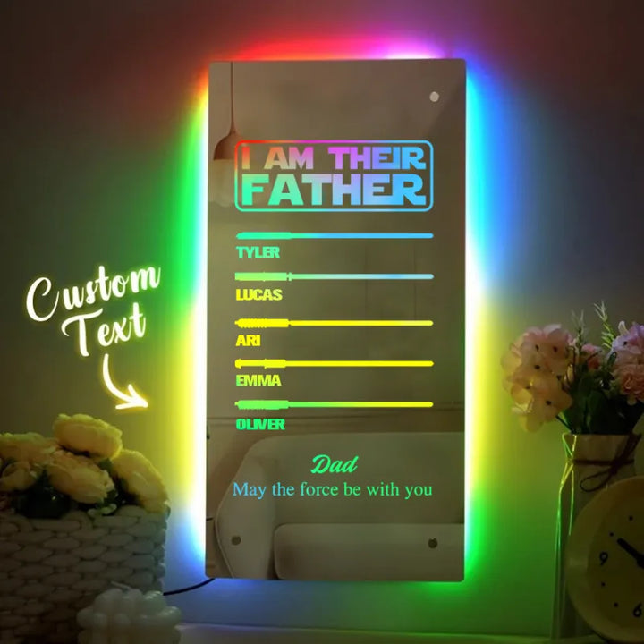 Custom Name Father's Day Hot Sale I Am Their Father Lightsaber Mirror Lamp