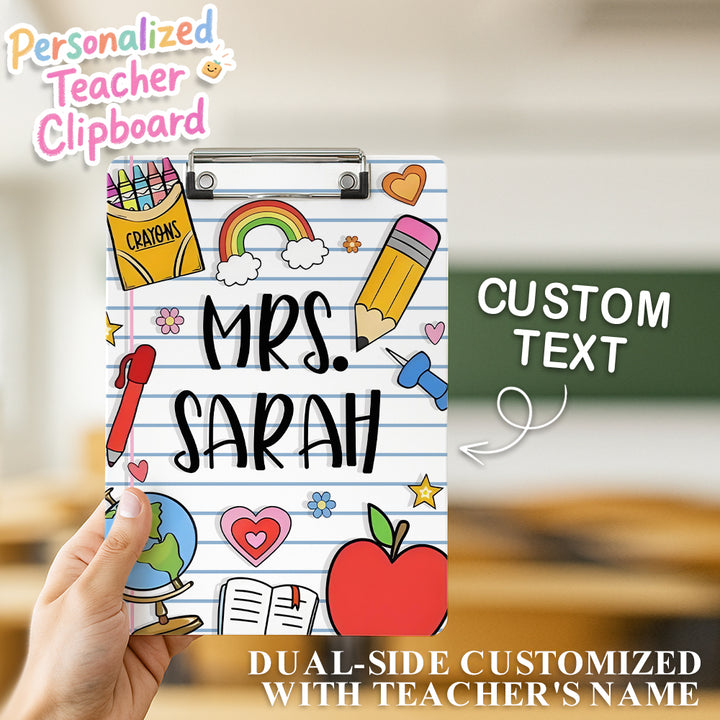 Custom Text Name Folder with Rainbow Stationery Design – Teacher's Day & Back to School Gift