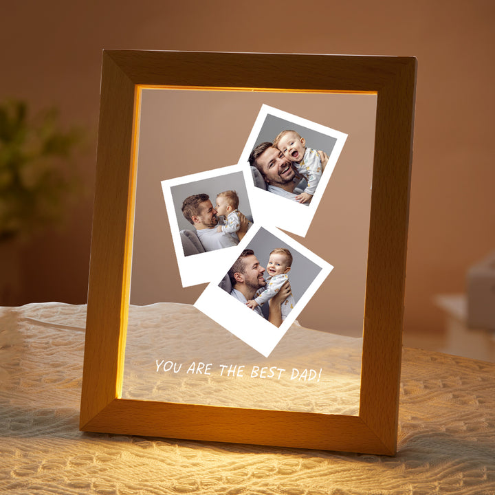 Father's Day Gift Personalized Photo Wooden Base Night Light for Dad