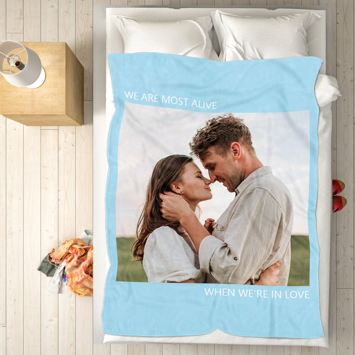 Custom Photo Blanket Fleece Throw Blanket With Text