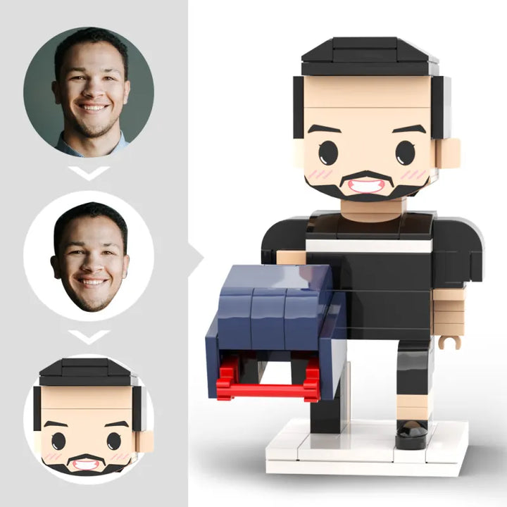 Custom Head 1 Person Cute Football Palyer Brick Figure Birthday Gift Anniversary Gift