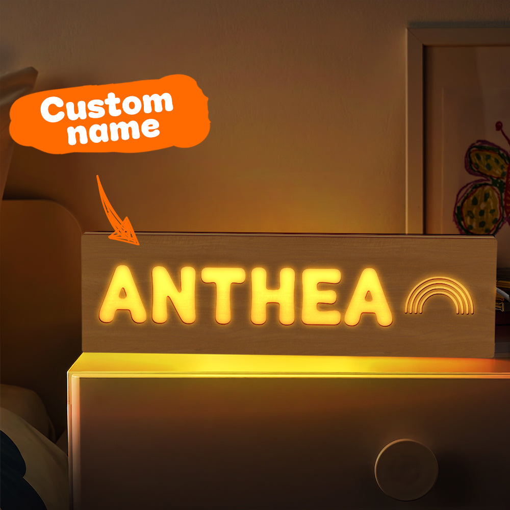 Personalized Baby Name Night Light Custom Wood Toddler Lamp