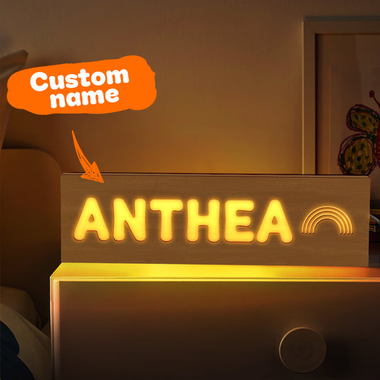 Personalized Baby Name Night Light Custom Wood Toddler Lamp