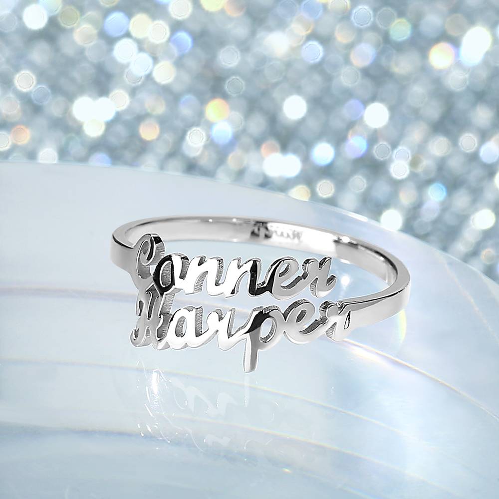 Custom Double Names Ring - 925 Sterling Silver