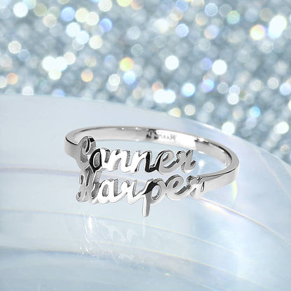 Custom Double Names Ring - 925 Sterling Silver