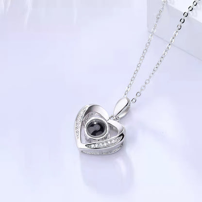 Personalized Heart Projection Necklace with Diamonds