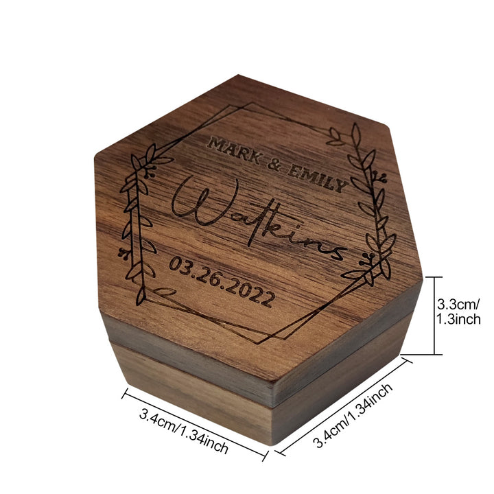 Customized Hexagon Wooden Jewelry Box Wedding Ring Box