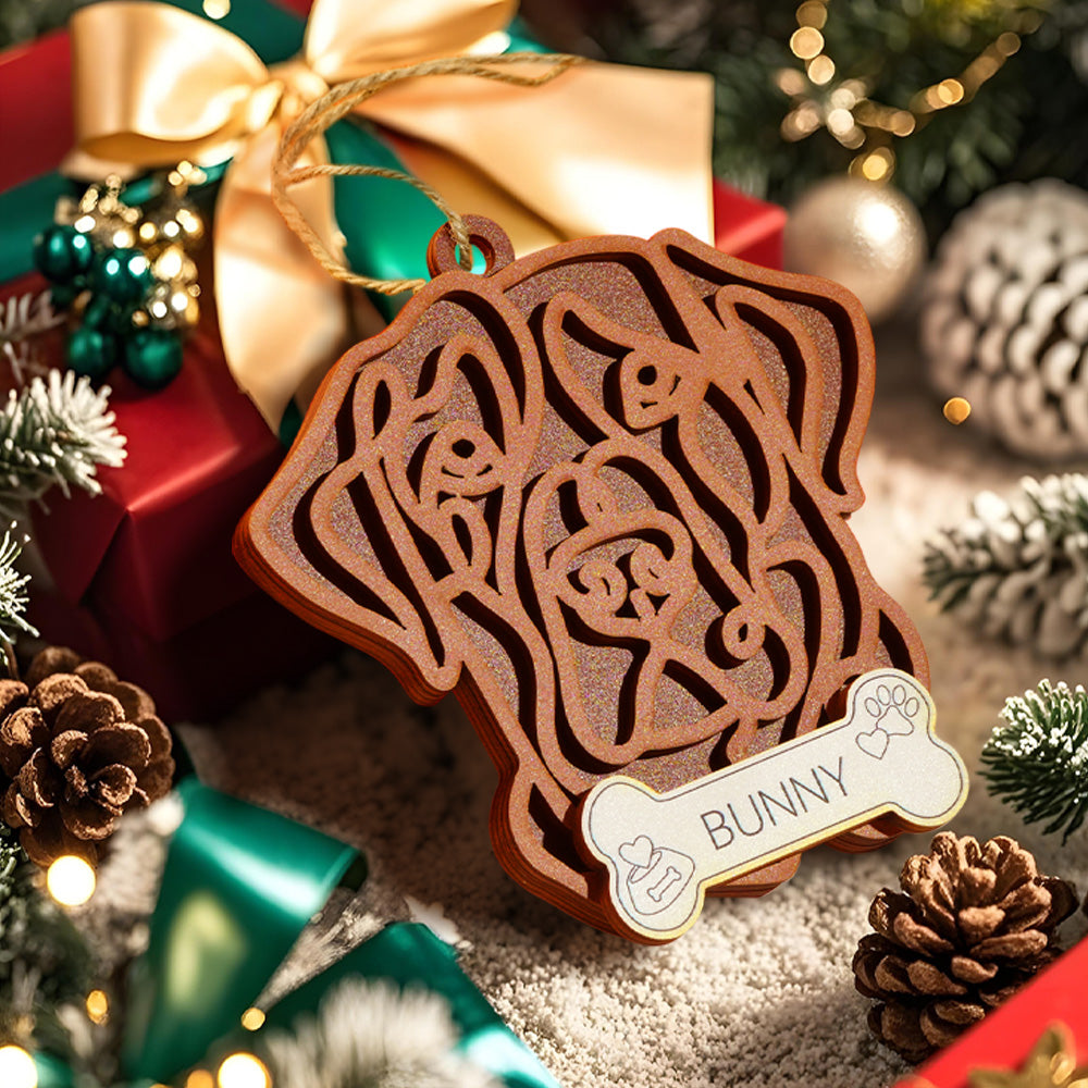 Personalized Line Art Dog with Name Christmas Ornament Christmas Gift for Dog Lover