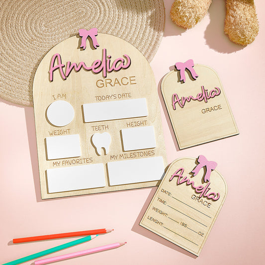 Personalized Coquette Bow Baby Name Sign with Birth Information Baby Shower Gift for New Mom