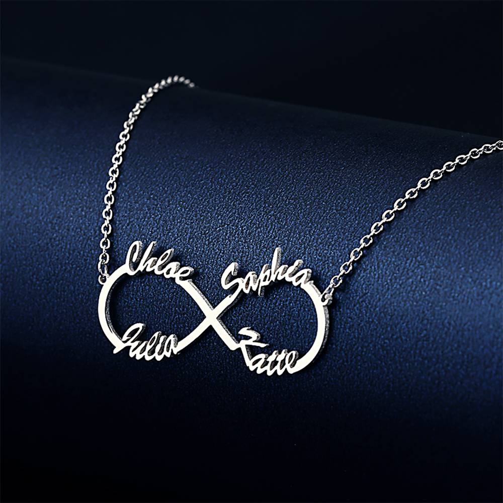 Custom Infinity Name Necklace with Four Names - S925 Silver