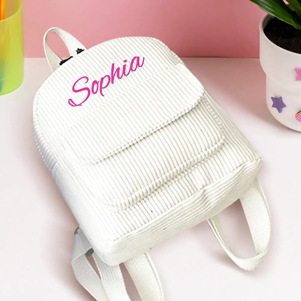 Personalized Mini Backpack with Name Corduroy School Bag Back to School Gift for Kids