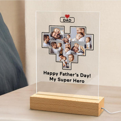 Father's Day Gift Custom Photo Plaque Personalized Glass Nightlight Gift
