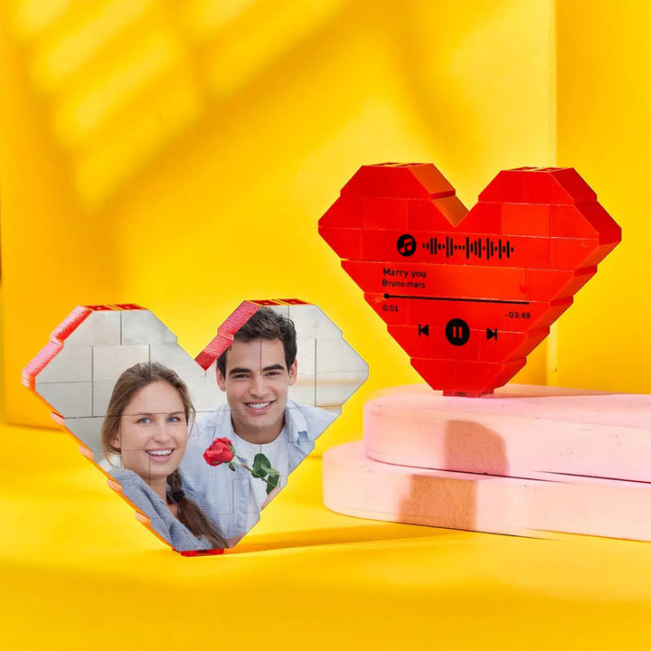 Personalised Building Brick Heart Valentine's Day Gifts Custom Photo Block Toy Home Decor For Lover