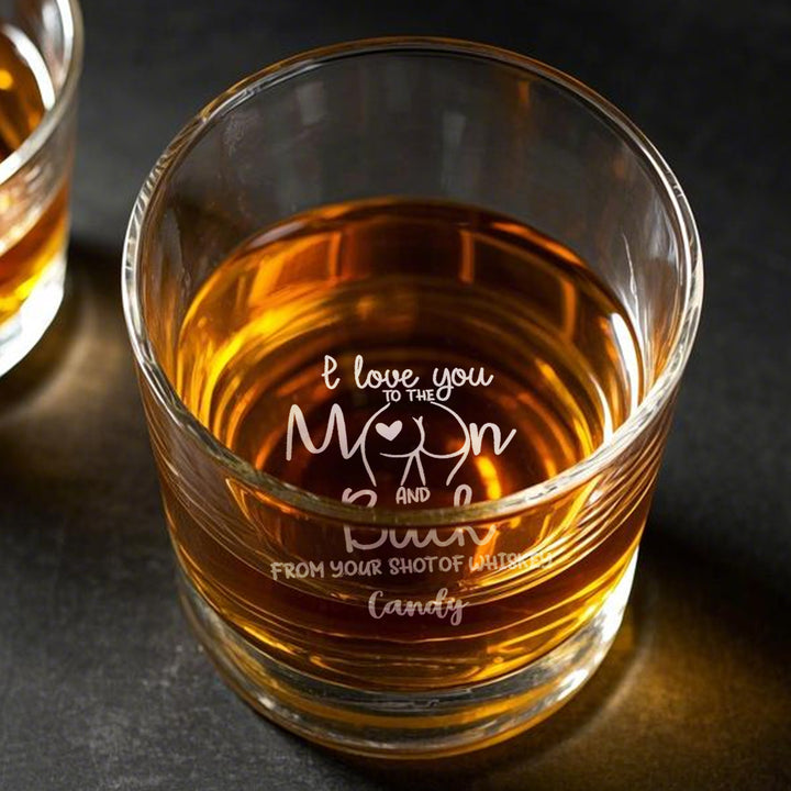 Personalized I Love You To The Moon And Back Whiskey Glass with Name Gift for Him