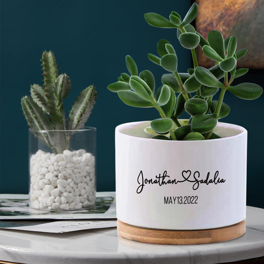 Custom Name Flower Planter Pot Personalized Ceramic Succulent Pot for Plant