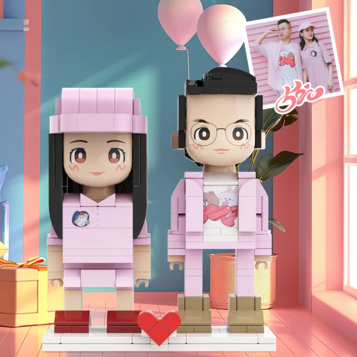 Full Body Customized 2 People Duddu Brick Figures Creative Couple Gifts Valentine's Day Gift Birthday Gift