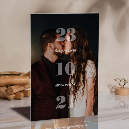 Anniversary Gift Custom Photo Glass Plaque Unique Engraved Date Plaque Gift