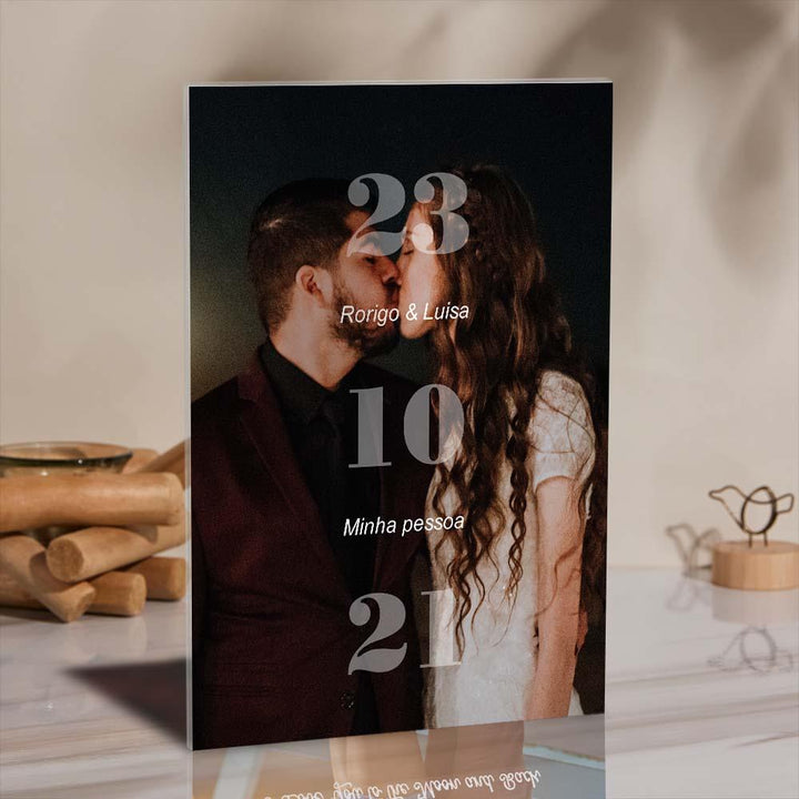 Anniversary Gift Custom Photo Glass Plaque Unique Engraved Date Plaque Gift