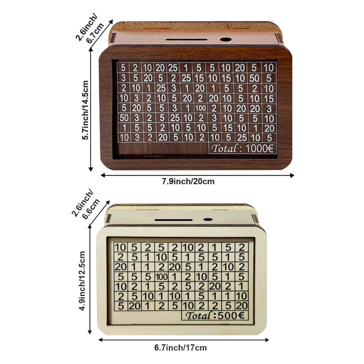 Wooden Money Box Reusable Money Box with Counter Piggy Bank for Adults Kids