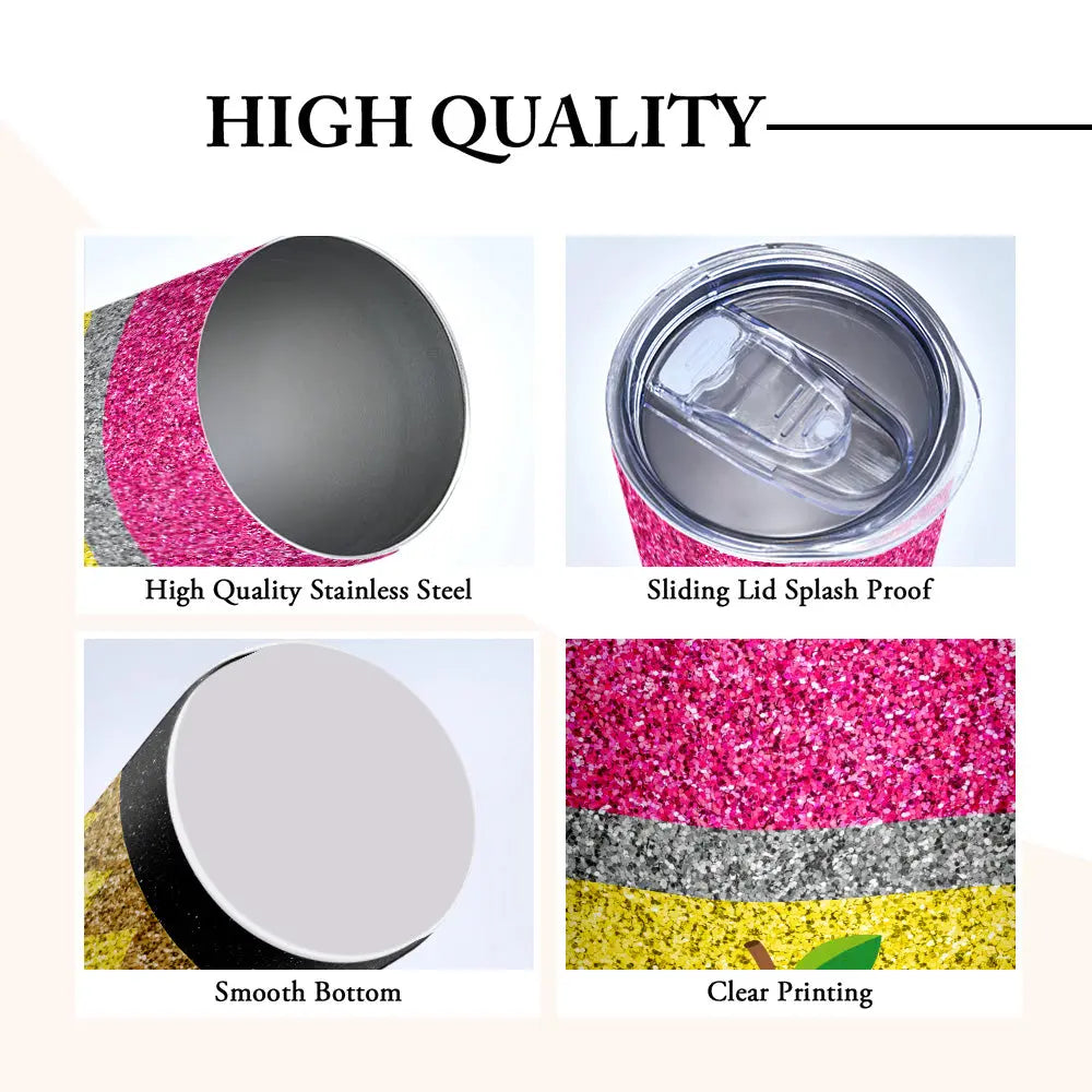 Personalized Glitter Apple 20oz Skinny Tumbler with Straw Back to School Appreciation Gift for Teacher