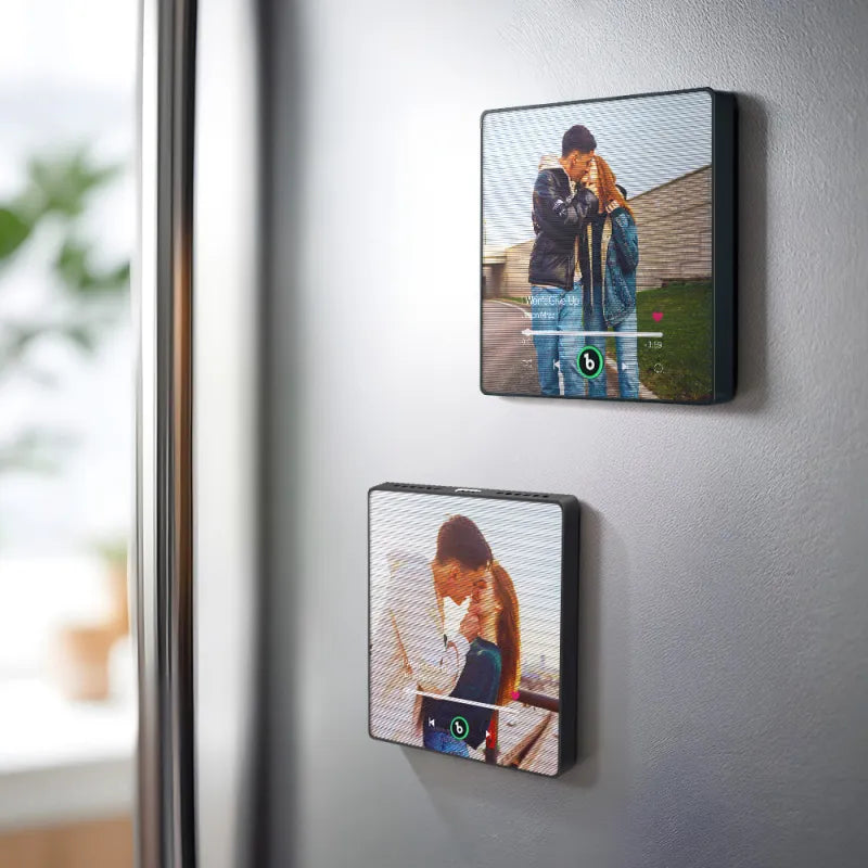 FridgeBeats Framed 4.0 Custom Lenticular Flip Music Fridge Magnet Personalized 2 Photos in 1 Album Fridge Magnet for Couple