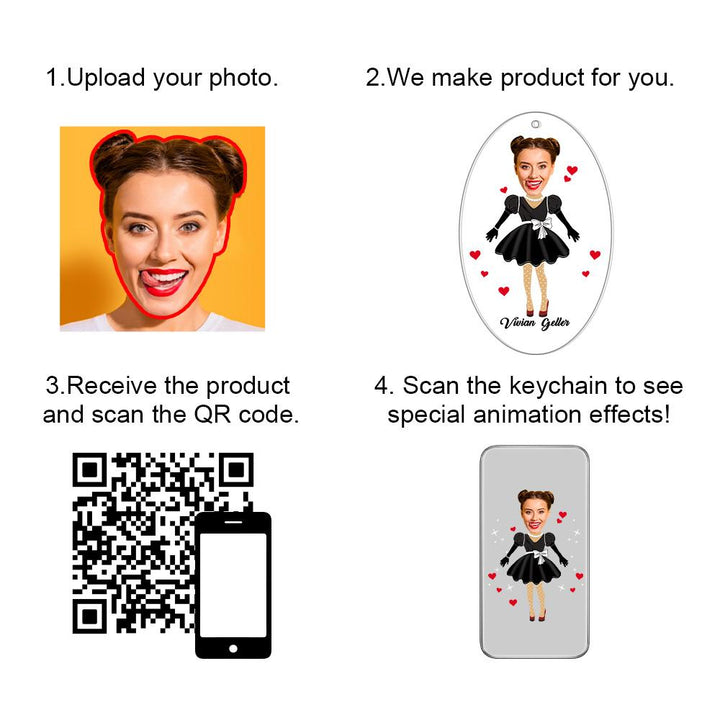 Custom Photo Keychain Couple Gifts AR View