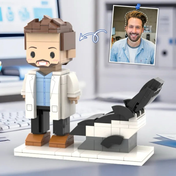 Personalized Head Custom Text Brick Figures with Medical Recliner Chair Doctor's Day Gift Career Gift