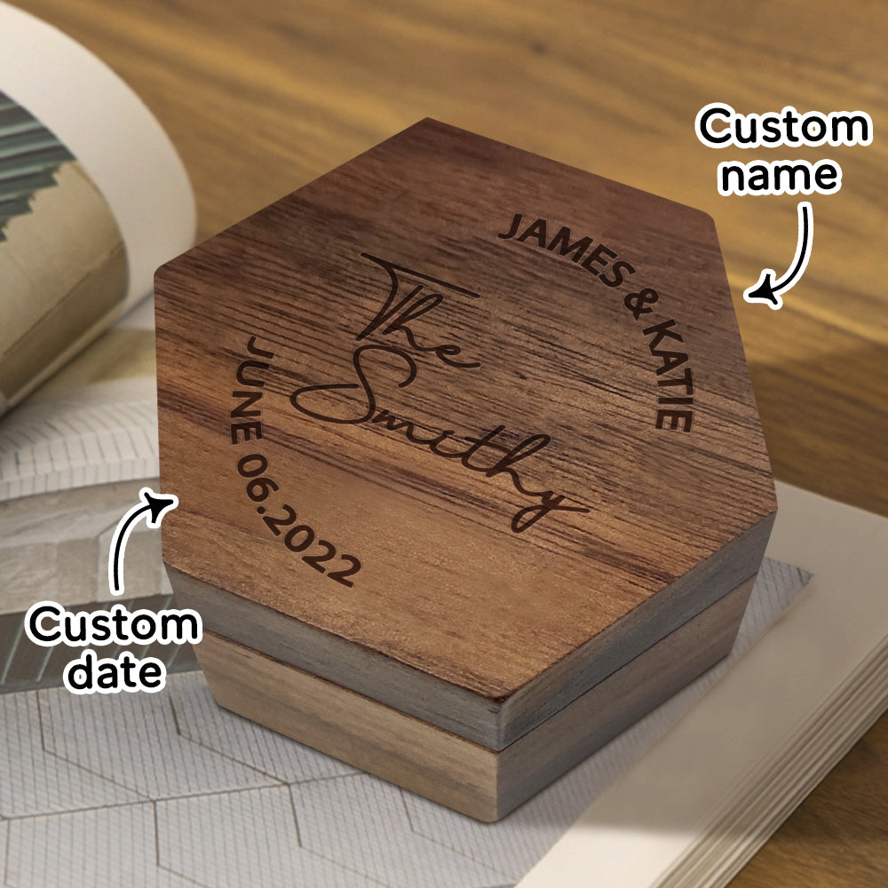 Six styles of Customized Hexagon Wooden Jewelry Box Wedding Ring Box