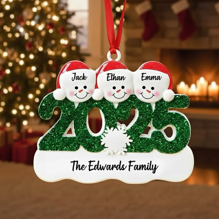 Custom Family Name & Year Snowman Ornament – Personalized Christmas Tree Decoration