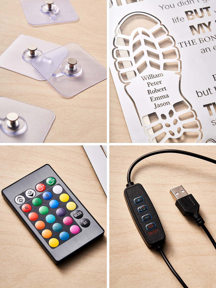 Personalized Stepped Up Dad Mirror Light Dad's Footprint Sign Gift for Father's Day