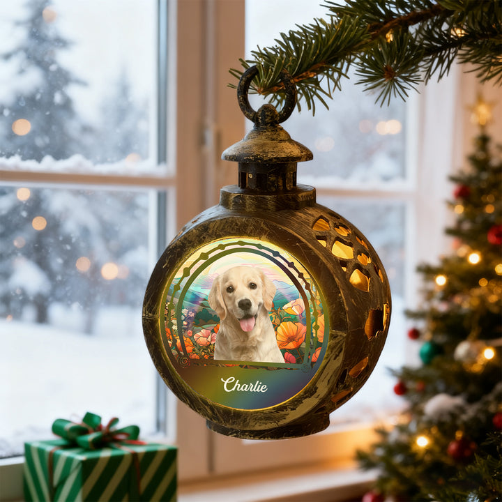 Custom Pet Photo with Optional Background Ornament – Personalized Pet Name Christmas Gift for Pet Lovers