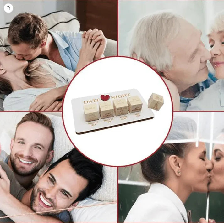 Wooden Dice Naughty Couple Dice Game for Him Funny Portable Couple Dice Kit for Adults Women Men Girlfriend Boyfriend Valentine's Day