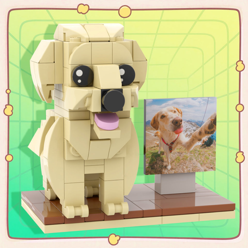Custom Full-Body Brick Figures of 1 Dog with Frame Personalized Birthday Gift