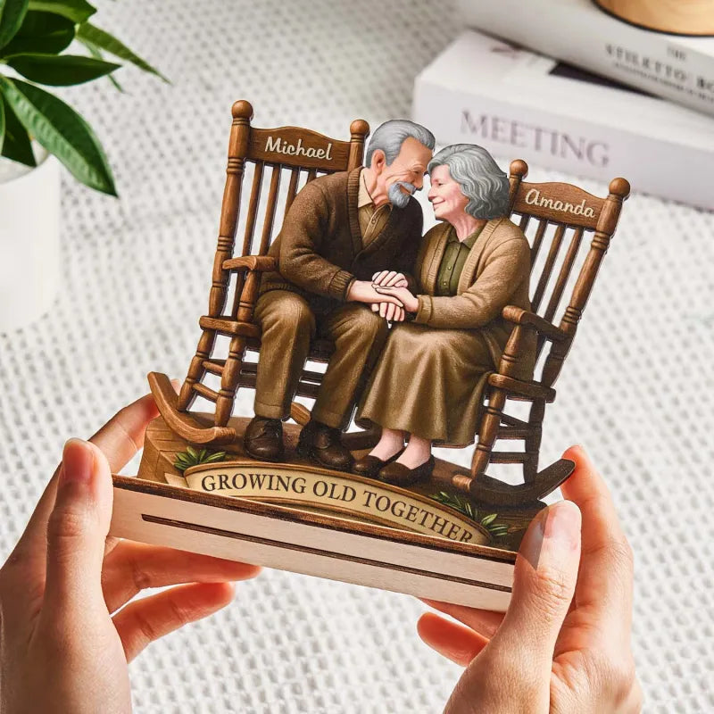 Custom Couple Wooden Ornaments Custom Text 2-Layered Wooden Plaque With Flat Stand Gift For Husband Wife Anniversary Gift