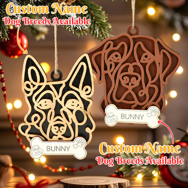 Personalized Line Art Dog with Name Christmas Ornament Christmas Gift for Dog Lover