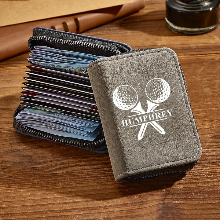 Personalized Leather Golf Wallet with 18 Card Slots Card Holder Wallet Gift for Men