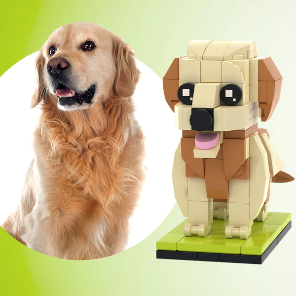 Fully Body Customizable Golden Retriever 1 Dog Photo Custom Brick Figures Small Particle Block Brick Me Figures Customized Golden Retriever