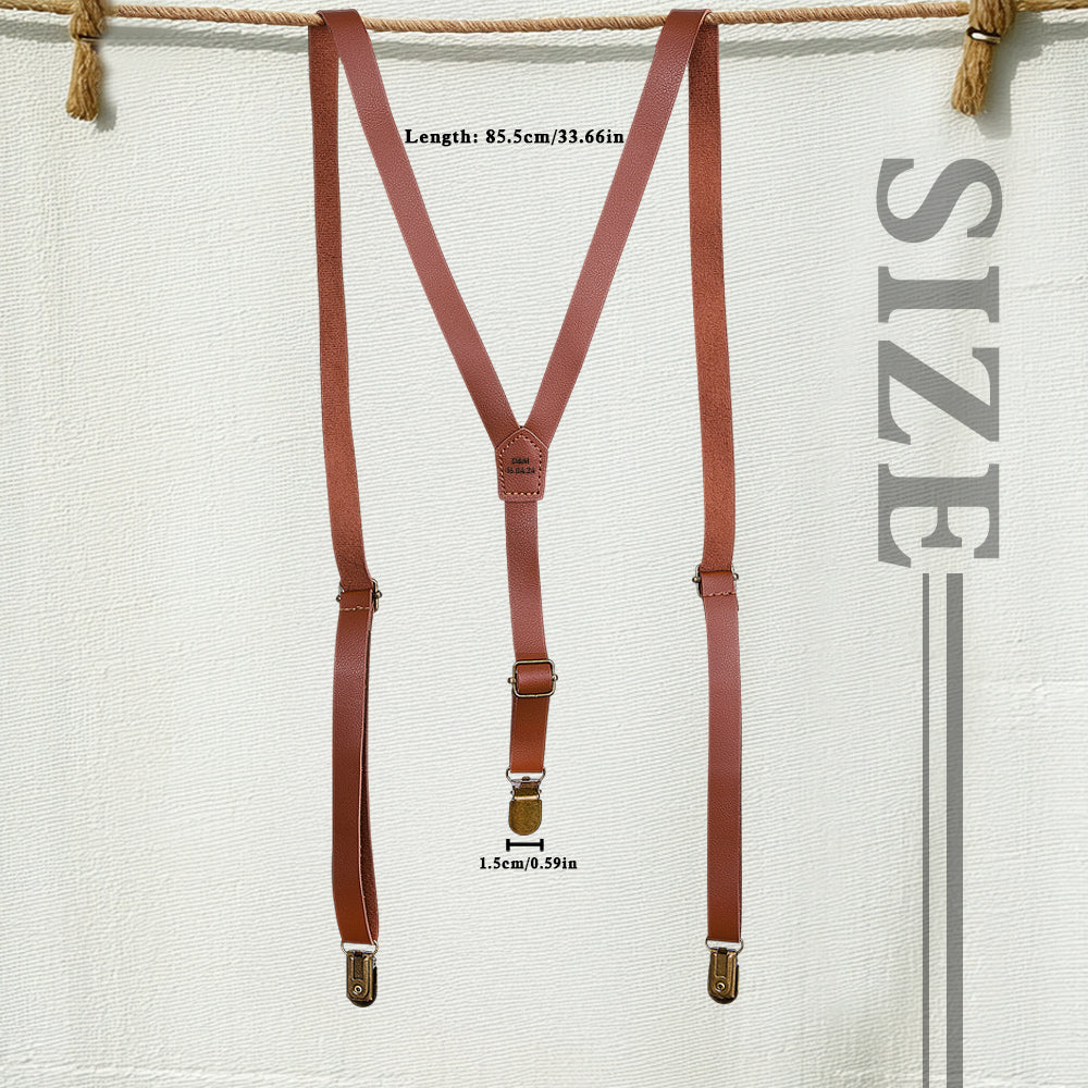 Personalized Men's PU Suspenders with Engraved Name Gift for Men Groomsmen Accessory