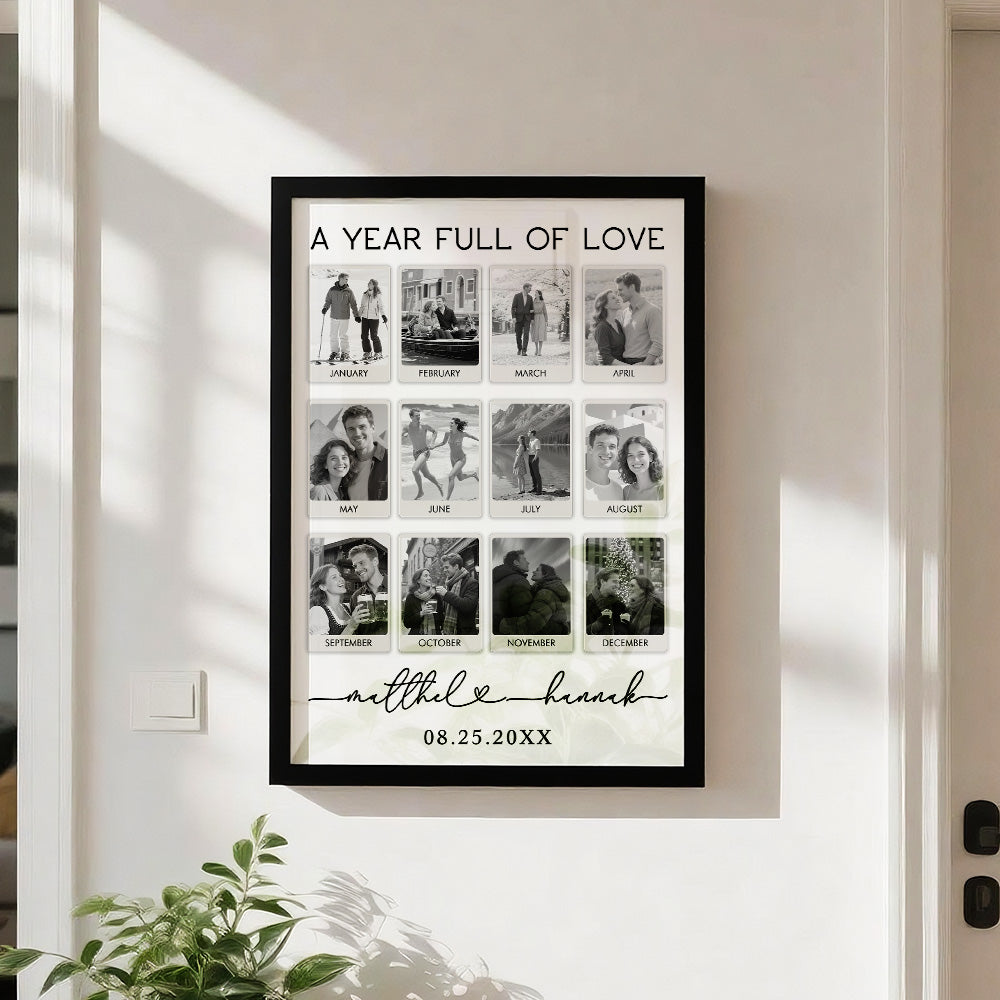 Custom Photo & Text Black & White Style Wooden Frame – Personalized Anniversary Keepsake Gift