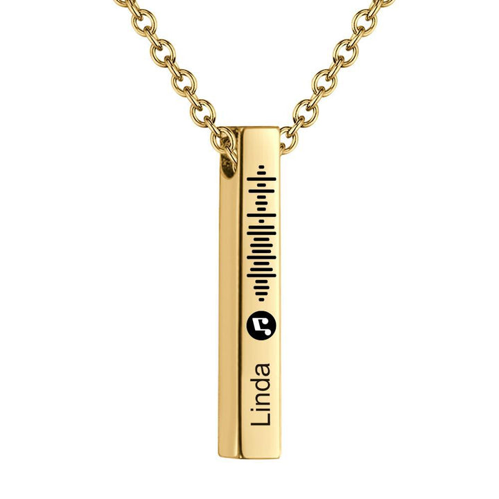Personalized Custom Music Scan Song Music Code Necklace Flexible Square Shaped Bar Necklace Engraved Name Pendant Jewelry Gift
